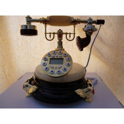 Mermer dijital telefon antika görünümlü kahverenk